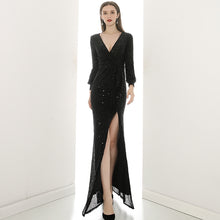將圖片載入圖庫檢視器，The Lynette Black Long Sleeves Gown - WeddingConfetti