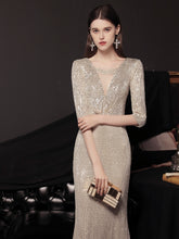 將圖片載入圖庫檢視器，The Tiffin Champagne Long Sleeves Mermaid Gown - WeddingConfetti