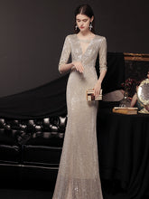將圖片載入圖庫檢視器，The Tiffin Champagne Long Sleeves Mermaid Gown - WeddingConfetti