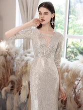 將圖片載入圖庫檢視器，The Tiffin Champagne Long Sleeves Mermaid Gown - WeddingConfetti
