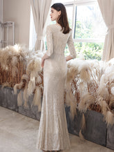 將圖片載入圖庫檢視器，The Tiffin Champagne Long Sleeves Mermaid Gown - WeddingConfetti