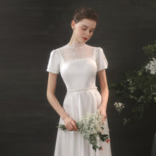 將圖片載入圖庫檢視器，Megan 婚禮短袖緞面新娘禮服
