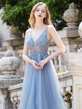 將圖片載入圖庫檢視器，The Pennylia Blue Sequined Sleeveless Gown (Available in 2 Colours) - WeddingConfetti