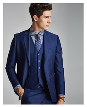 將圖片載入圖庫檢視器，Anthony Groom Blue Suit, Vest, Pants (3 Piece) - WeddingConfetti