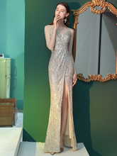 將圖片載入圖庫檢視器，The Pera Sequined Silver Sleeveless Gown - WeddingConfetti